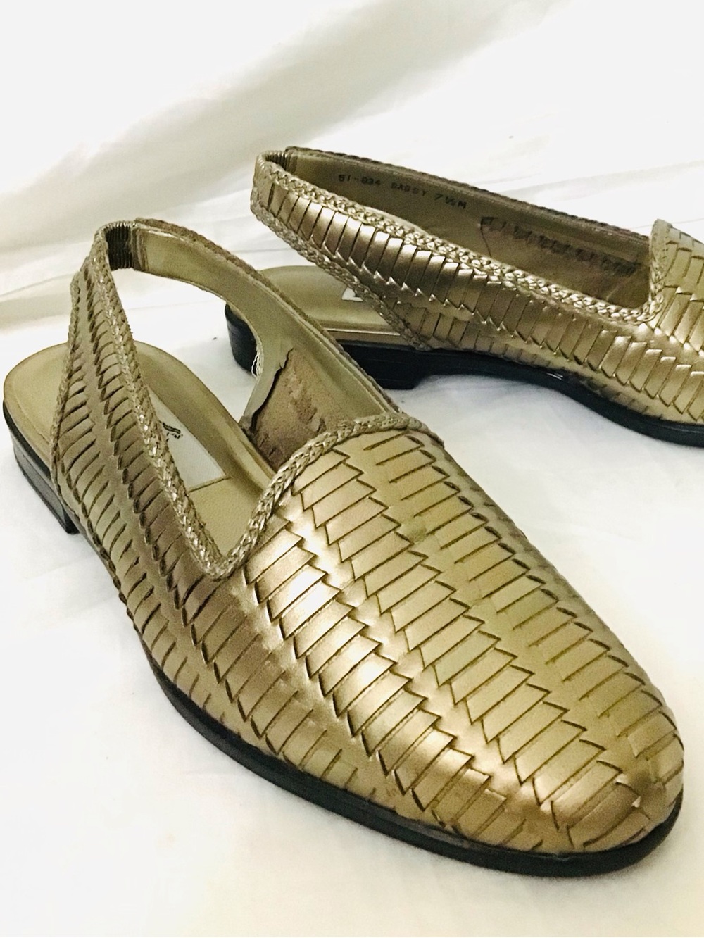 Trotters Meredith Pewter Woven Leather Strap Slip-on